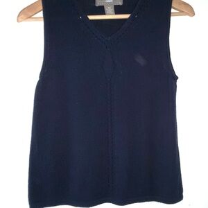 Norton McNaughton PM Navy V-Neck Sleeveless Knit Tank